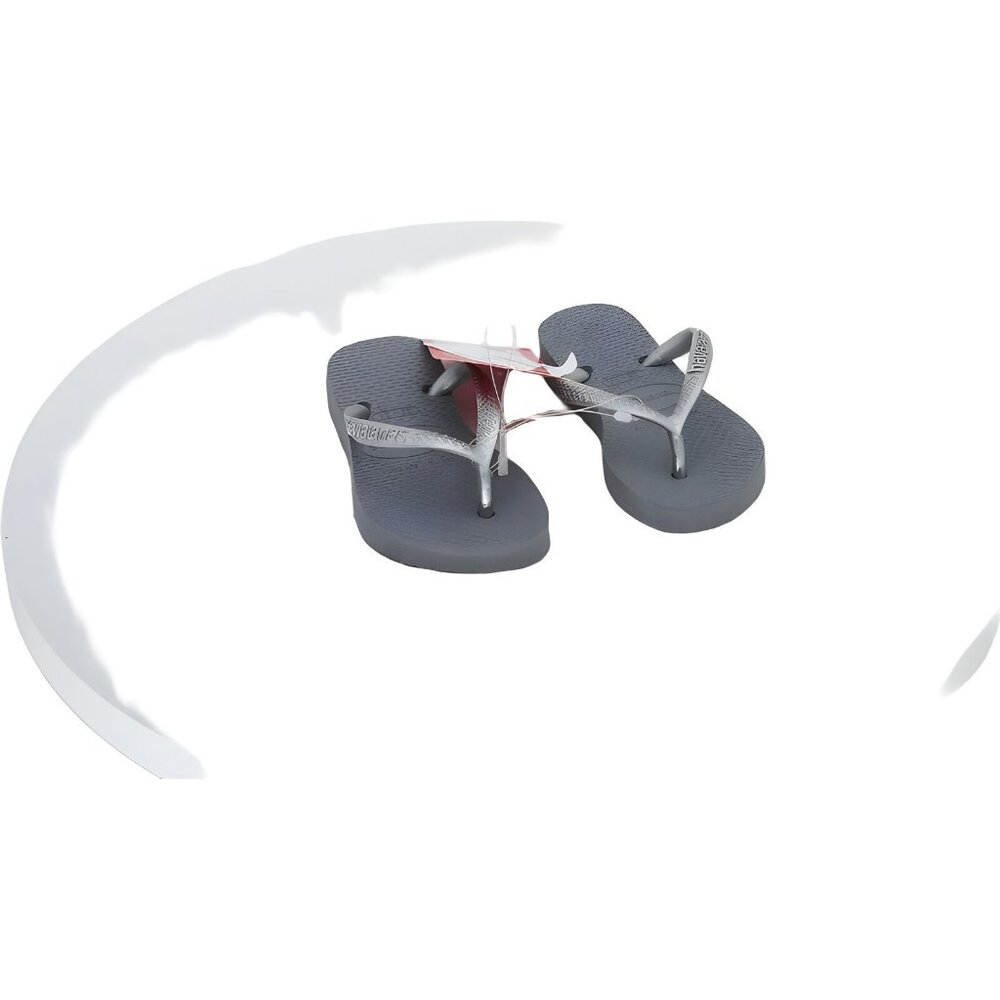 Stylish Women's Steel Grey Metallic Flip Flops - Size 9C